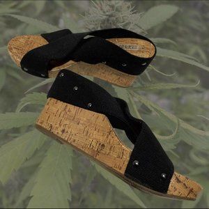 ESPIRIT Grunge Metal Studded Strap Wedges - 10